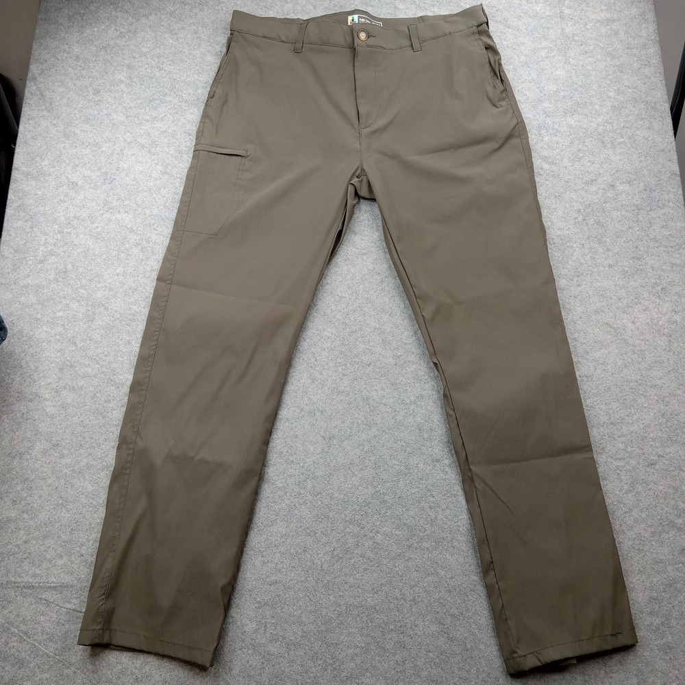UB Tech Pants Mens 40x34 Green Nylon Stretch Chino‎ Classic Fit Workwear